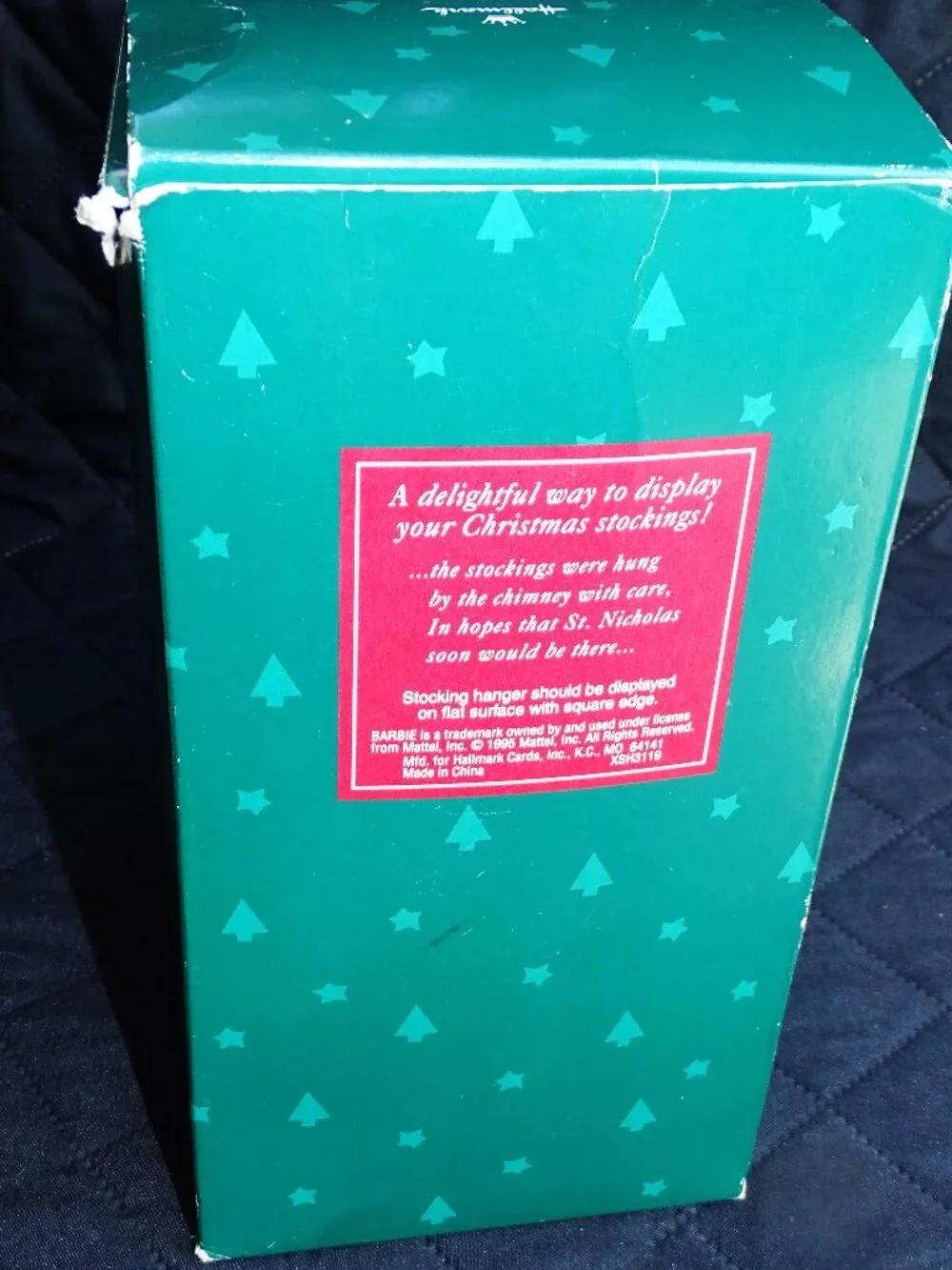 Hallmark Happy Holidays Barbie Christmas Stocking Hanger 1995